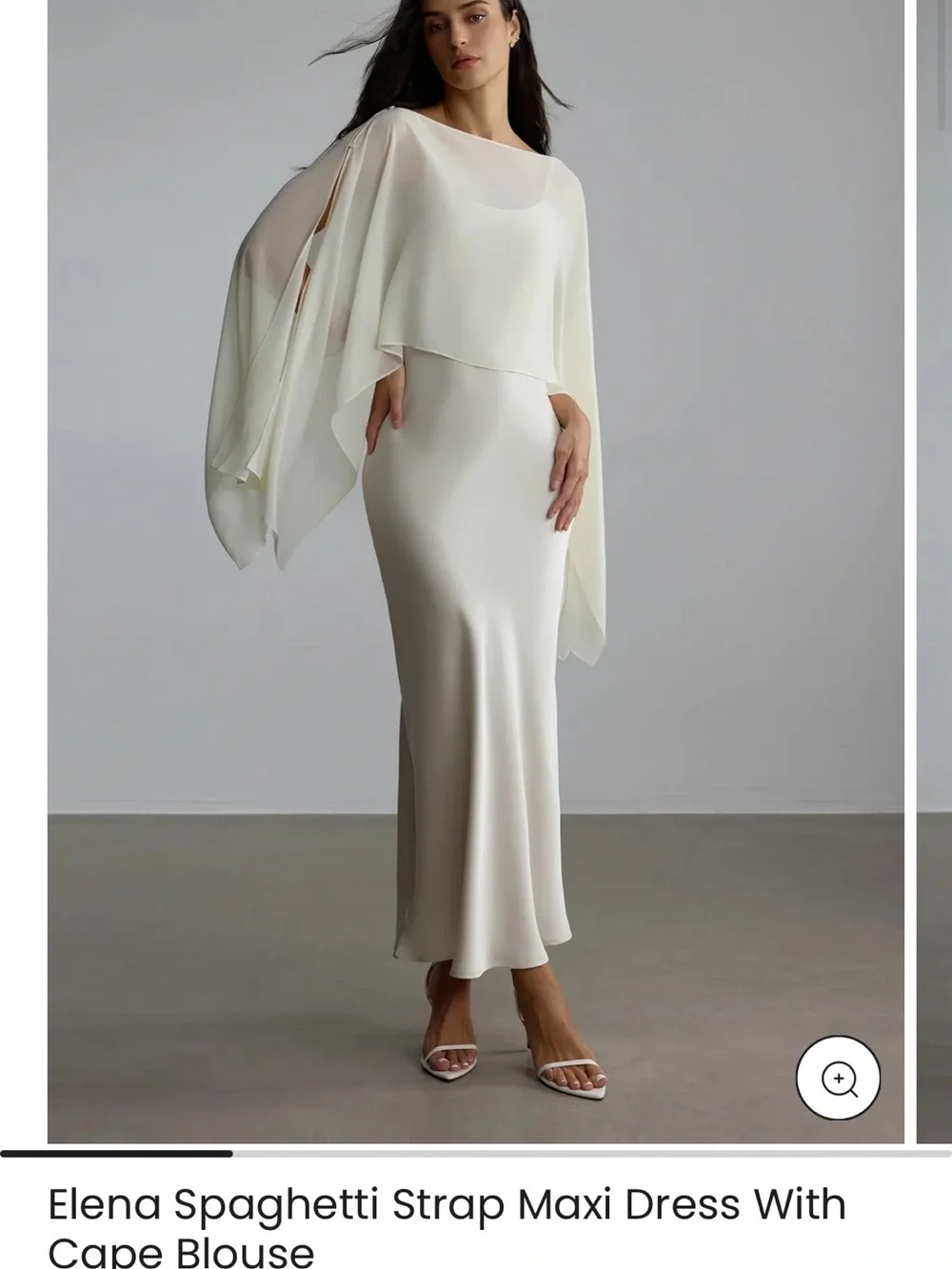Spaghetti Strap Ivory Maxi Chemise with Cape Blouse